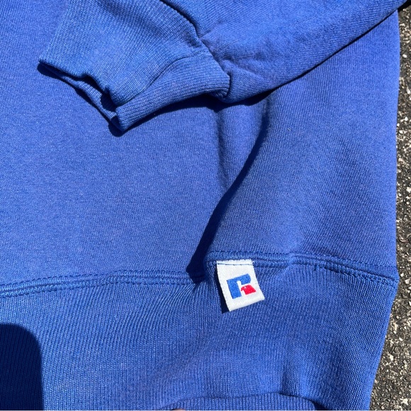 Vintage Blue Russel Athletics Crewneck Blank Sweatshirt Size Large distressed - Picture 2 of 7
